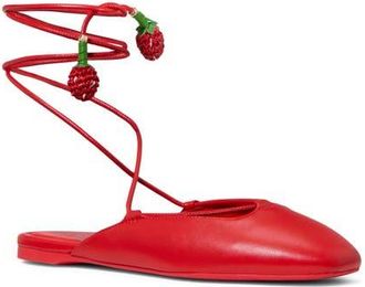 Kate Spade New York strawberry ankle wrap flat in Heirloom Tomato at Nordstrom, Size 8.5