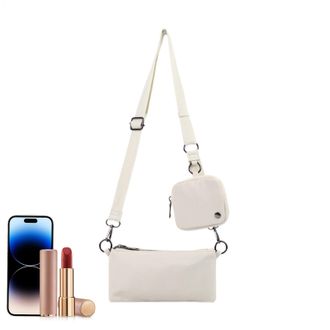 Generic Small Sling Bag,Double Bag Canvas Chest Sling Pack For Shopping | Casual Travel Bag Adjustable Shoulder Strap For Hiking, White, Refer to description