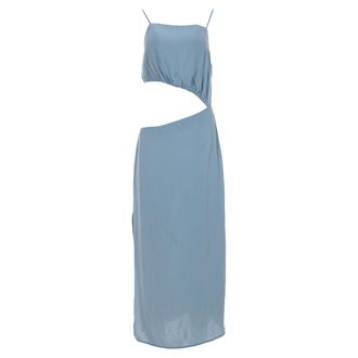 Reformation midi-jurk met vierkante hals en uitsnijdingen in lichtblauwe viscose