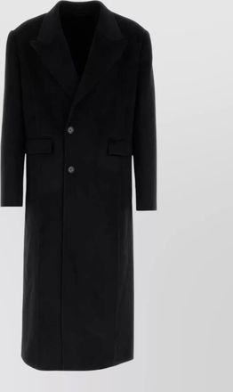 S&eacute;fr wool blend coat notch lapel flap pockets