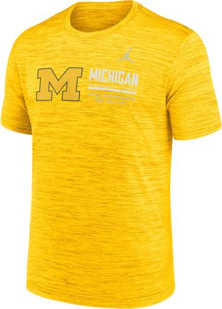 Nike Jordan Mens Michigan Sideline Velocity Jordan Brand Dri-FIT College T-Shirt in Yellow | 0JER78HMWN-PCW