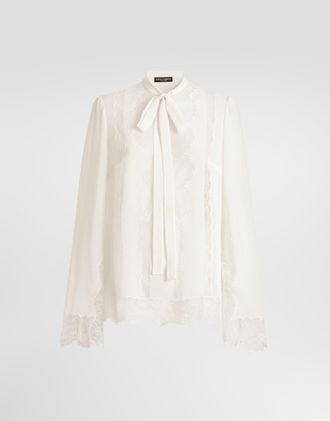 Dolce & Gabbana Silk Georgette Shirt - Woman Shirts And Tops White Silk 38