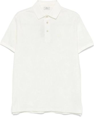 Etro Tops, Heren, Wit, S, Katoen, Polo Shirt met Paisley Print