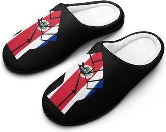 Generic Costaricas Flag Resist Mens Slipper Slip On Winter Warm House Slippers Shoes Indoor Outdoor