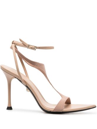 Alev&igrave; Jackie T-bar sandals - women - Calf Leather/Fabric/Calf Leather/Calf Leather - 36.5 - Neutrals