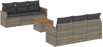 vidaXL Vidaxl - Set De Sof&aacute;s De Jard&iacute;n 7 Piezas Con Cojines Rat&aacute;n Pe Gris