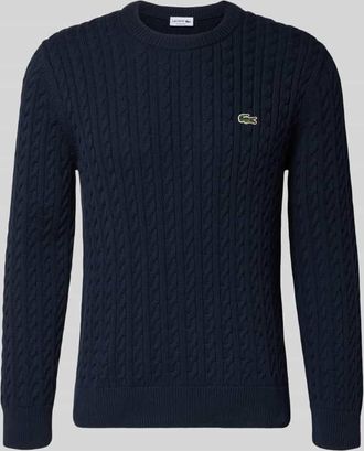 Lacoste Regular Fit Strickpullover aus Baumwoll-Mix in Dunkelblau, Gr&ouml;&szlig;e XXXL