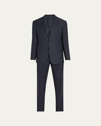 Giorgio Armani Mens Tonal Check Single-Breasted Suit