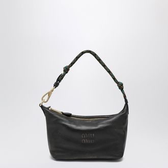 Miu Miu Aged-effect nappa leather pouch in coffee and green