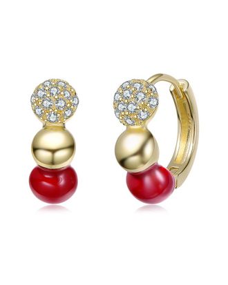 Rachel Glauber 14K Plated Cz Hoop Earrings