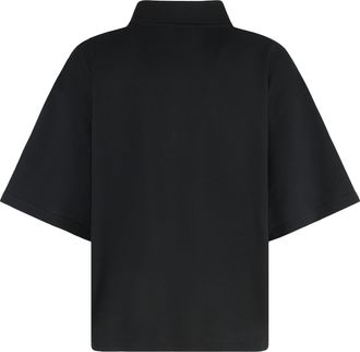 Saint Laurent Womens Polo Shirt Cotton-Piqu&eacute; Black Tops
