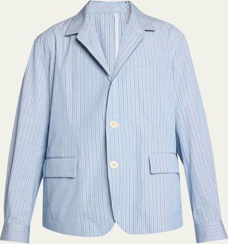 sacai Mens Pinstripe Cotton Shirt-Style Blazer