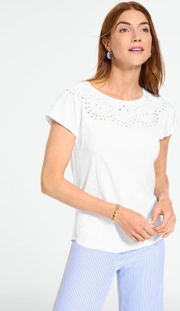 Talbots Plus Petite - Eyelet Seashell T-Shirt - White - 2X - 100% Cotton Talbots
