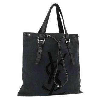 Saint Laurent Pre-owned Tote Bags, female, Black, Size: ONE SIZE Pre-owned Vintage Canvas Tote