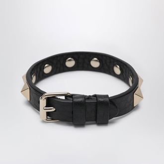 Valentino Garavani Bracciale Rockstud nero in pelle