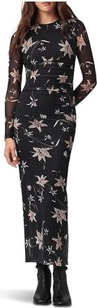 AllSaints Caia Mesh Dress Womens Dress Petra Sepia Brown : UK 14 (US Womens 10), Elastane/Polyester