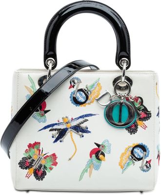Dior Pre-owned Dior Medium Smooth Calfskin Embroidered Beaded Animals Lady Dior Ladies 02-MA-0146