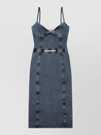 Diesel belted midi dress panelled v neckline