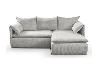 VENTE-UNIQUE.COM Sof&aacute; rinconera terciopelo gris claro