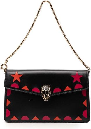 Bulgari Pre-owned Bvlgari Mini Calfskin Geometric and Stars Patch Serpenti Forever Clutch with Chain Ladies 8YCM8IYMDPOBXV17