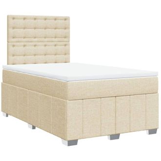 vidaXL Vidaxl - Cama Box Spring Con Colch&oacute;n Tela Color Crema 120x200 Cm
