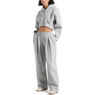 Mani&egrave;re De Voir Fanny Straight Leg Box Pleat Joggers in Grey at Nordstrom, Size 10