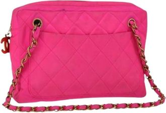 Chanel Pre-owned Shoulder Bags, female, Pink, Size: ONE SIZE Pre-owned Vintage Nylon Shoulder Bag