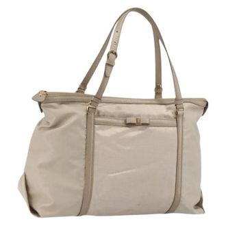 Ferragamo Pre-owned Tote Bags, female, Beige, Size: ONE SIZE Pre-owned Nylon Tote Bag