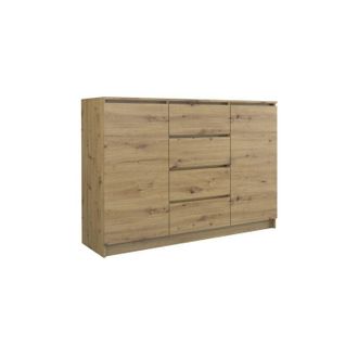 Hucoco Parm Cassettiera moderna 120x40x97 2 ante + 4 cassetti camera/soggiorno/ufficio credenza scandinava armadio moderno