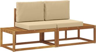 vidaXL Sof&aacute; De Esquina Exterior Con Coj&iacute;n 2 Pieza Natural Y Beige Vidaxl