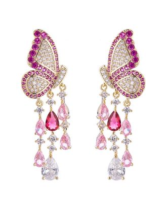 Eyecandy LA Luxe Collection 18K Plated CZ Painted Lady Drop Earrings