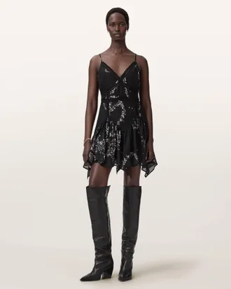 AllSaints Zia Asymmetric Mini Dress
