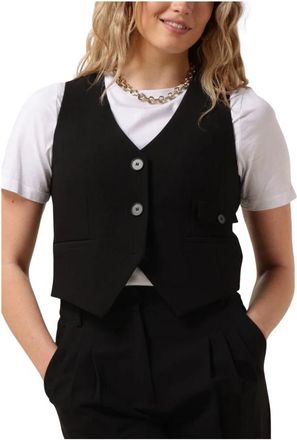 Co'Couture Vola Tailor Vest - Dames - Bodywarmers - Zwart - L - Leer - Jassen