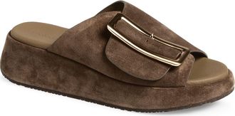 Chocolat Blu Elara Platform Slide Sandal in Dark Taupe Suede at Nordstrom, Size 6.5