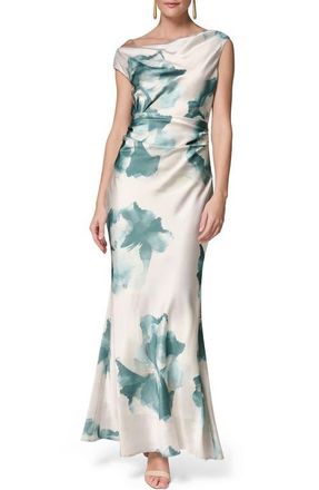 DKNY Water Lily Print One-Shoulder Gown in Watrlily at Nordstrom, Size 10