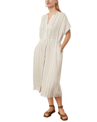 Vince Drapey Stripe Shirred Dress