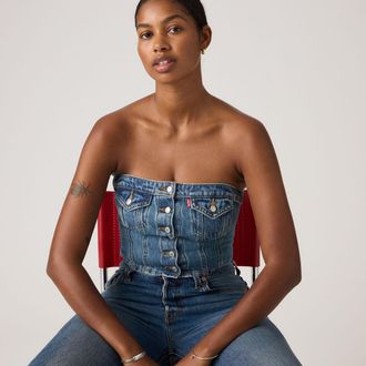 Levi's Denim Tube Top - Womens - XS - Blue