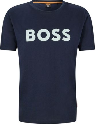 BOSS logo-rubberized cotton T-shirt - men - Cotton - S - Blue