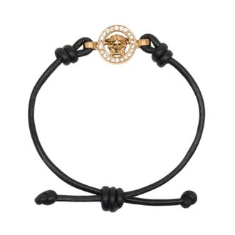 Versace Bracelets, female, Black, Size: ONE SIZE Medusa 95 Crystal Leather Bracelet
