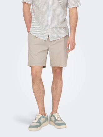 Only & Sons Shorts ONLY & SONS ONSTEL LIFE 0119 SHORTS NOOS, Herren, Gr. L, N-Gr, silber (silber lining), Web, Obermaterial: 100% Baumwolle, unifarben, Basic, reg