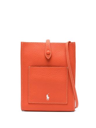 Polo Ralph Lauren logo-print pocket mini bag - women - Calf Leather - One Size - Orange