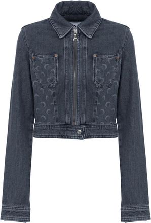 Marine Serre Denim Trucker Zipped Jacket - Dames - Spijkerjassen - Blauw - M - Denim - Jassen
