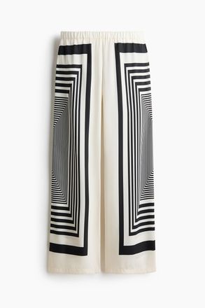 H&M Weite Satinhose - White