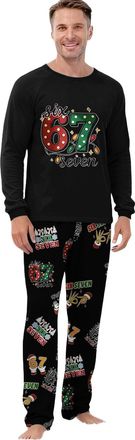 Generic Funny 67 Meme Pyjamas Set Mens Women Funny Six Seven 67 Number Pinted Sleepwear Long Sleeve Pjs Tops and Pants 2 Piece Outfit for Adults (Black, XXL)