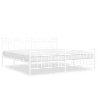 Berkfield Home Metal Bed Frame with Headboard & Footboard White 193x203 cm