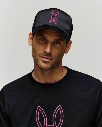 Psycho Bunny Mens Ashton Trucker Cap 001 BLACK / O/S