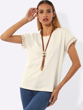 Cr&eacute;ation L Rundhalsshirt CREATION L Shirt, Damen, Gr. 36, champagner, 95% Baumwolle, 5% Elasthan, unifarben, Rundhals, Shirts Rundhalsshirt