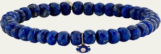 Sydney Evan 14K Yellow Gold Tiny Carved Lapis Evil Eye Charm on Lapis Rondelle Bracelet