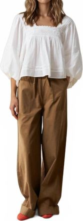 FRNCH Gianna Puff Sleeve Blouse In Cream