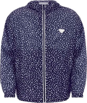 Prada Giacca a vento con stampa e cappuccio - Blu